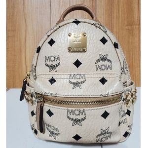 cream mcm backpack